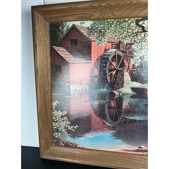 Vintage Framed Paul Detlefsen Lithograph Print Old Mill Stream 22” - Picture 5 of 9